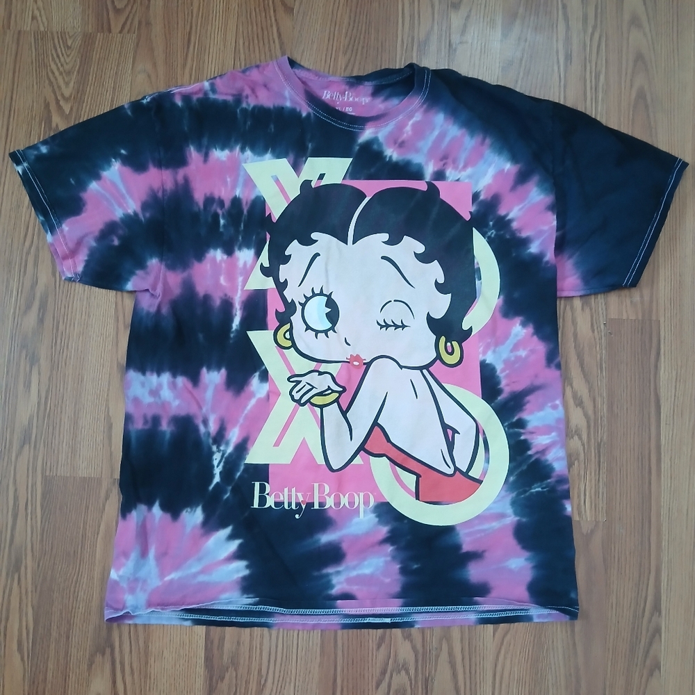 Betty Boop Pink and Black‎ Tie-Dye Tee